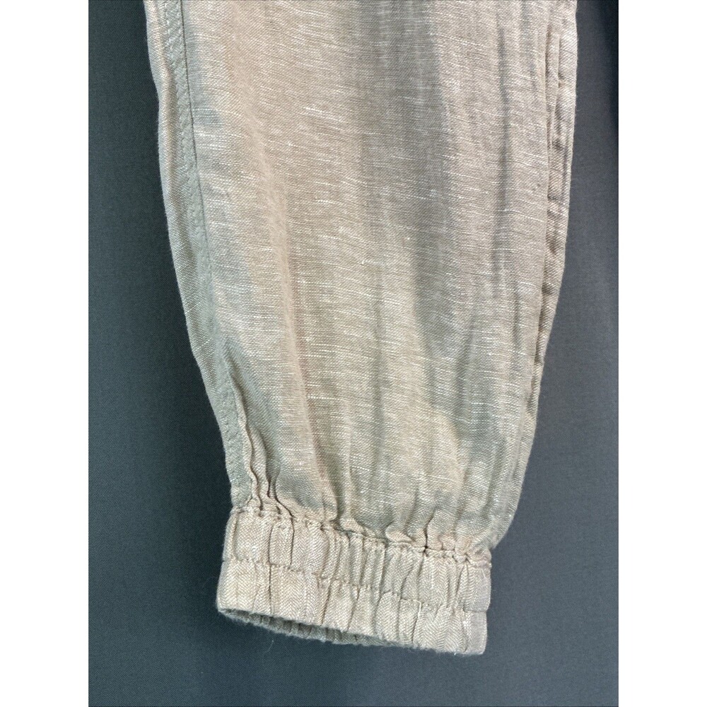 Nicole Miller Cargo Jogger Linen Pants Large Beige Tan Pull On Coastal Lagenlook - Picture 8 of 16